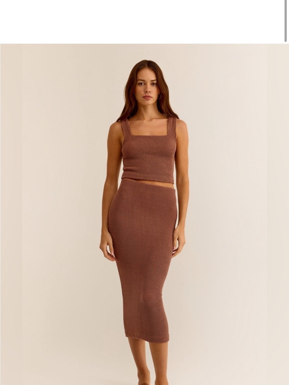 Z Supply Brown Aveen Ribbed Knit Midi Skirt